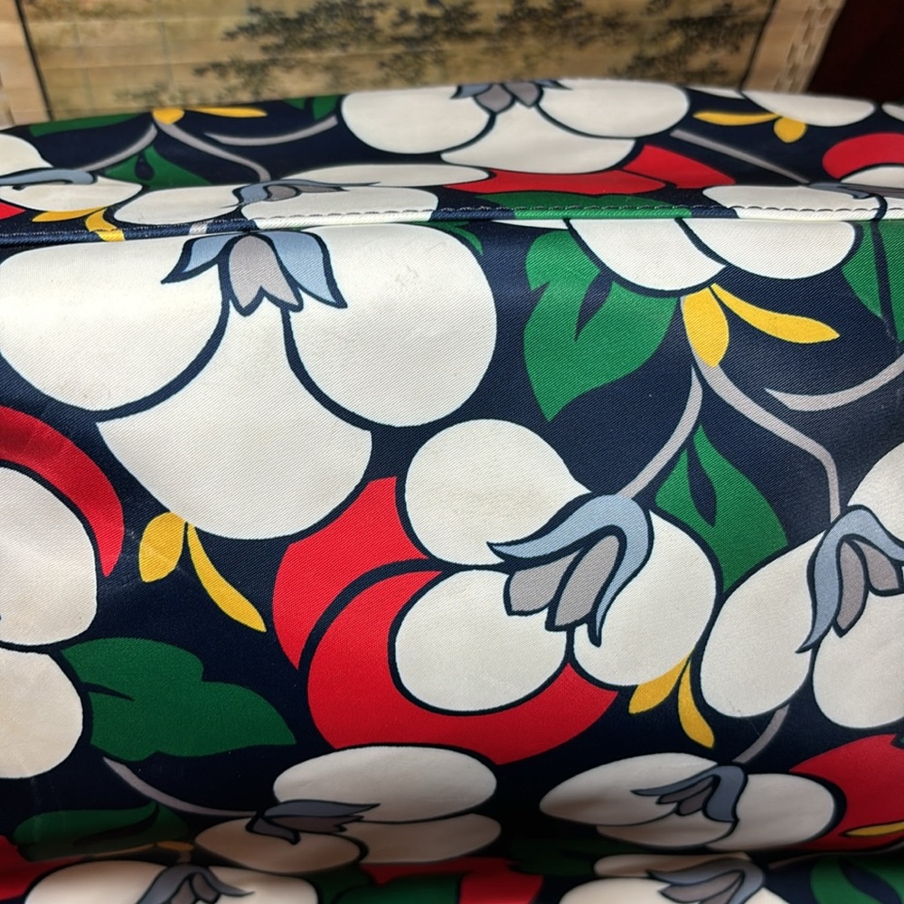 kate spade Breezy Floral Bag Navy White Red Satin Fabric Adjustable Strap - Picture 8 of 17